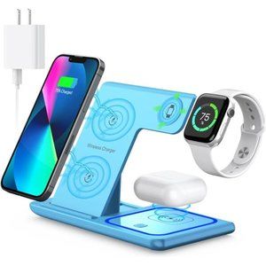 Wireless Charging Station, 3 in 1 Wireless Charger Stand, Fast Wireless Charging